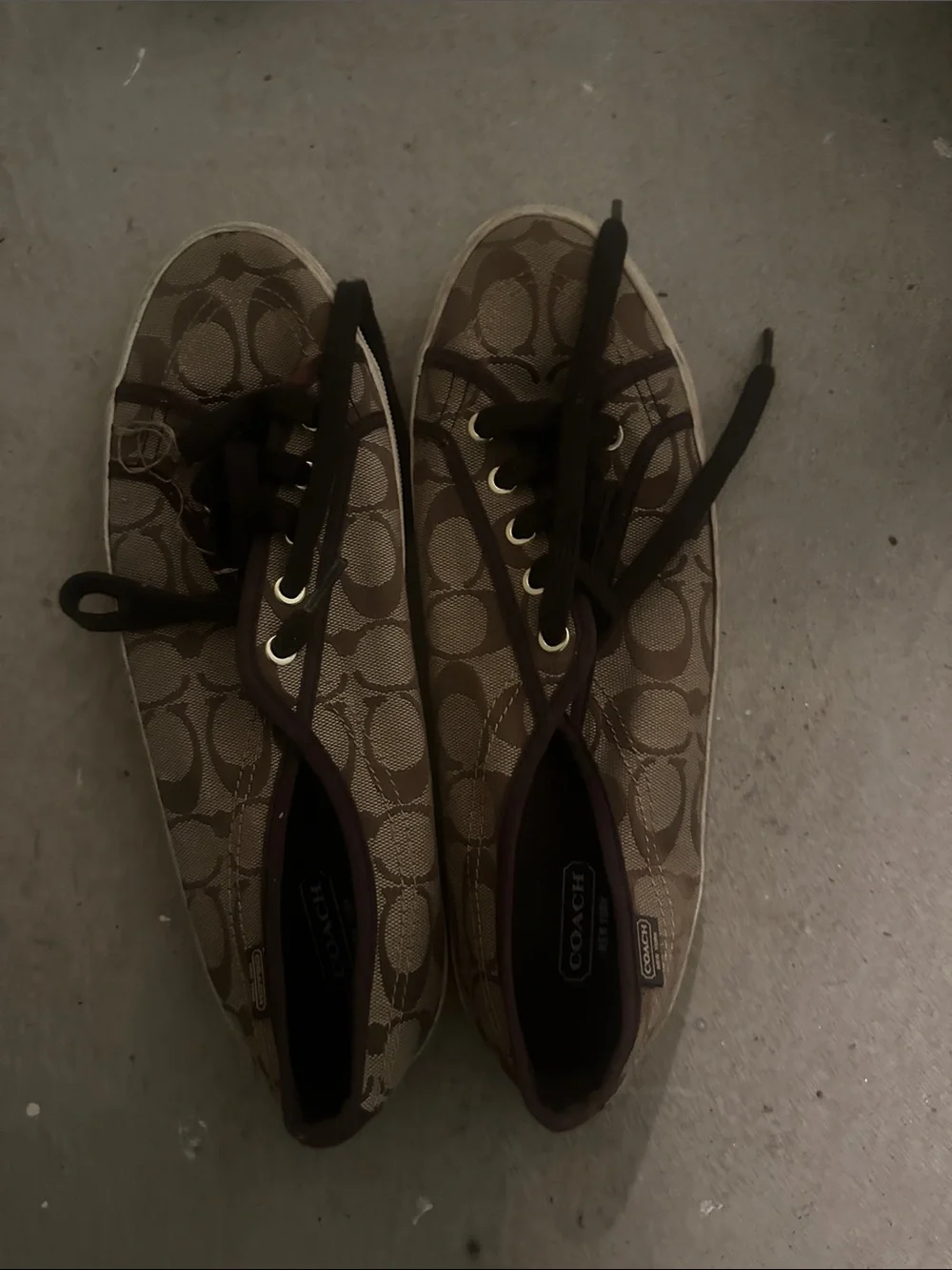Coach Brown Signature Canvas Lace-Up Sneakers
